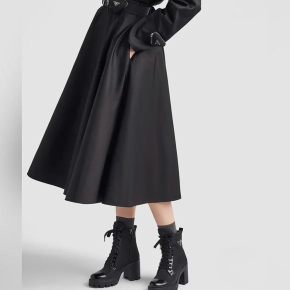 Prada Women's Brixxen Black Lace-Up Combat Boots - Picture 2 of 14